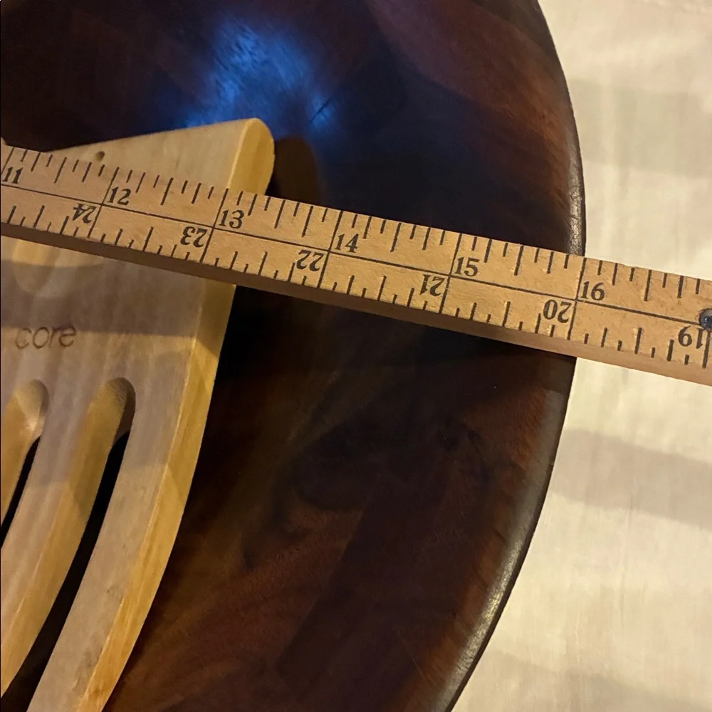 Walnut Wooden Salad Bowl with Core BIG Salad Servers Ergonomically Designed Wood